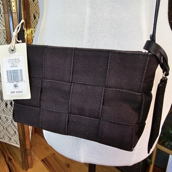 Canvas Mini Crossbody Bag with Leather Strap and Decorative Tag NWT - Picture 5 of 6